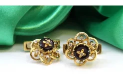 Best Pamono Gold Cufflinks with Onyx and Brilliant-Cut Diamonds, Set of 2
