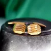 Sale Pamono Gold Cufflinks with Raised Trim and Parallel Bands, Set of 2