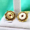 Sale Pamono Gold Cufflinks with Reliefs and Red Stone, Set of 2