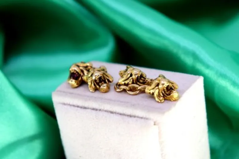 Discount Pamono Gold Cufflinks with Reliefs, Set of 2