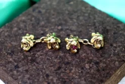 Discount Pamono Gold Cufflinks with Reliefs, Set of 2