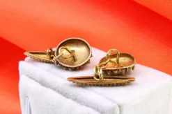 Clearance Pamono Gold Cufflinks with Roses and Enamel Decoration, Set of 2