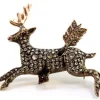 Sale Pamono Gold Deer Brooch with Rose-Cut Diamonds and Cupid's Arrow