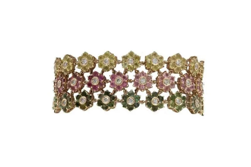 Pamono Gold Diamond and Tourmaline Bracelet> Bracelets