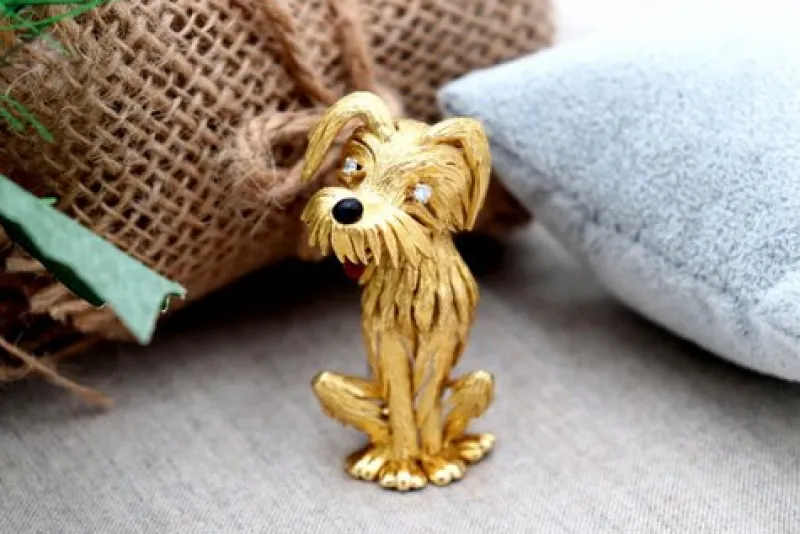 Online Pamono Gold Dog-Shaped Brooch
