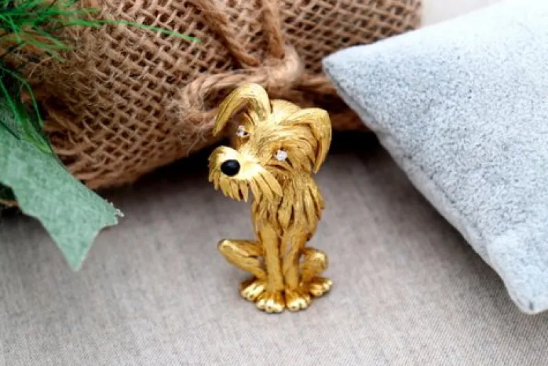 Online Pamono Gold Dog-Shaped Brooch