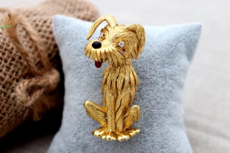 Online Pamono Gold Dog-Shaped Brooch