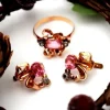 Pamono Gold Earrings and Ring with Synthetic Stones, Set of 3