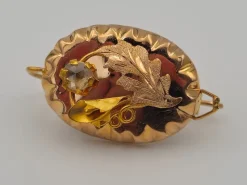 Pamono Gold Earrings in Yellow Gold with Diamonds, 1880, Set of 2><noscript><img width=