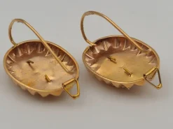 Pamono Gold Earrings in Yellow Gold with Diamonds, 1880, Set of 2><noscript><img width=