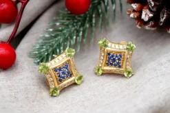 Pamono Gold Earrings with Brilliant-Cut Diamonds, Set of 2> Earrings