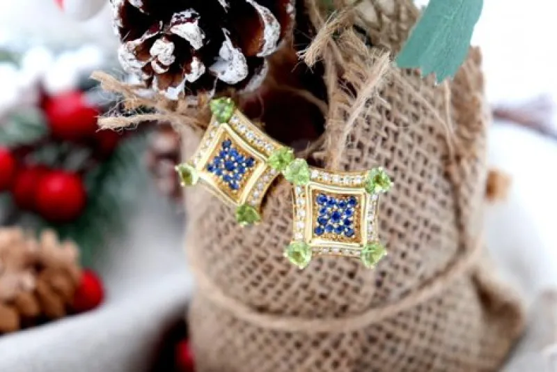Pamono Gold Earrings with Brilliant-Cut Diamonds, Set of 2> Earrings