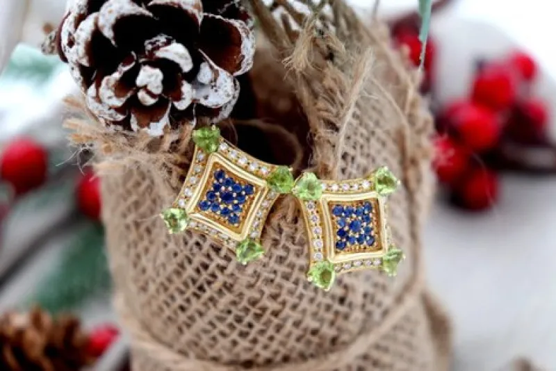 Pamono Gold Earrings with Brilliant-Cut Diamonds, Set of 2> Earrings