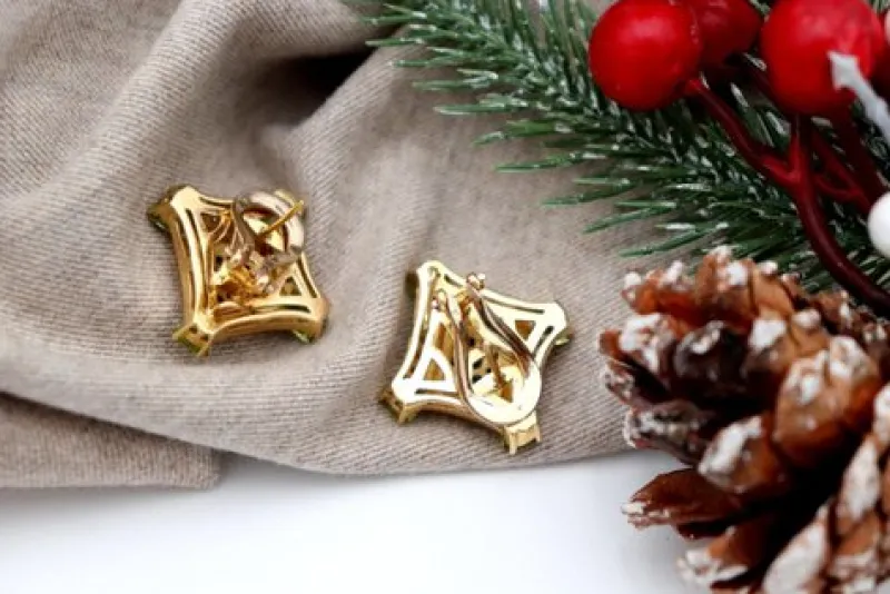 Pamono Gold Earrings with Brilliant-Cut Diamonds, Set of 2> Earrings