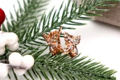 Best Pamono Gold Earrings with Leaf-Shaped Diamond Chips, Set of 2