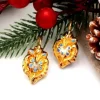 Discount Pamono Gold Earrings with Reliefs and Enamel, Set of 2