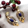 Discount Pamono Gold Earrings with Reliefs and Lapis Lazuli Pendants, Set of 2
