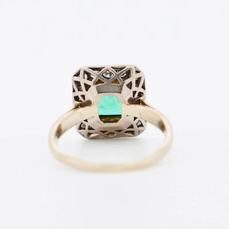 Pamono Gold Emerald and Diamond Ring> Rings