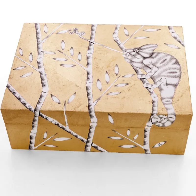 Pamono Gold Forest Box from Casarialto Atelier> Trunks, Crates & Baskets