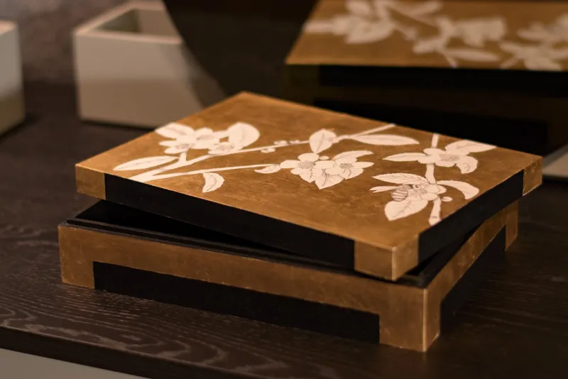 Pamono Gold Forest Box from Casarialto Atelier> Trunks, Crates & Baskets