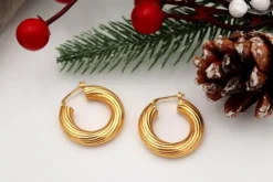 Outlet Pamono Gold Hoops with Reliefs and Friezes, Set of 2
