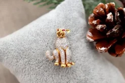 Pamono Gold Leopard-Shaped Brooch with Diamonds