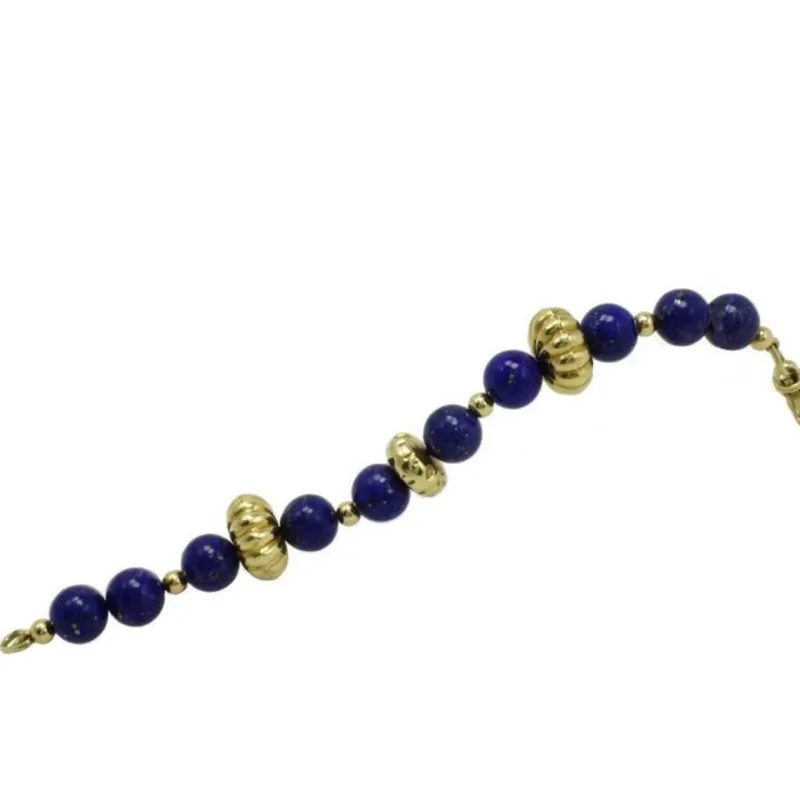 Pamono Gold Link Bracelet with Lapis> Bracelets