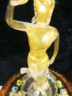 Pamono Gold Orange Murano Glass Fountain with Lighting and Water, Italy, 1970s><noscript><img width=