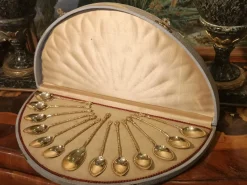 Pamono Gold Plated Silver Coffee Spoons, Set of 13> Cutlery & Serving Utensils