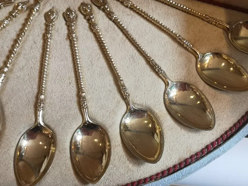 Pamono Gold Plated Silver Coffee Spoons, Set of 13> Cutlery & Serving Utensils