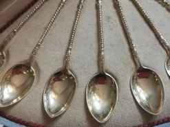Pamono Gold Plated Silver Coffee Spoons, Set of 13><noscript><img width=