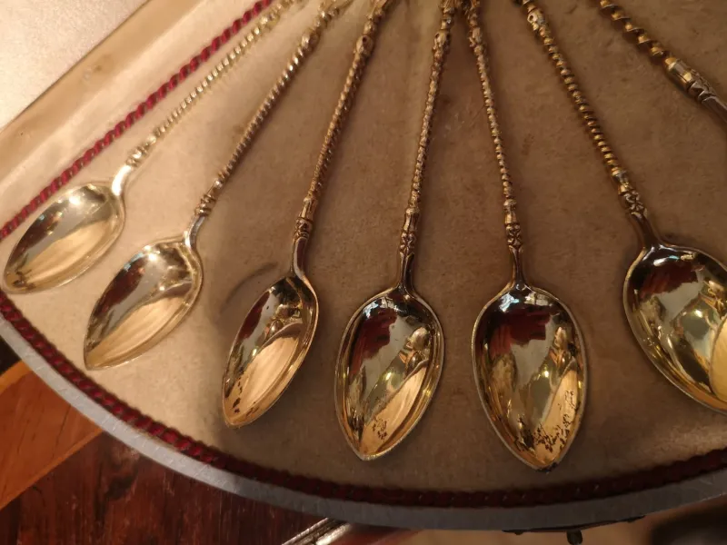 Pamono Gold Plated Silver Coffee Spoons, Set of 13> Cutlery & Serving Utensils