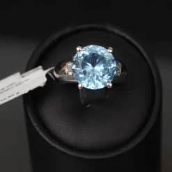 Pamono Gold Ring with Diamonds and Synthetic Spinel, 2000s><noscript><img width=