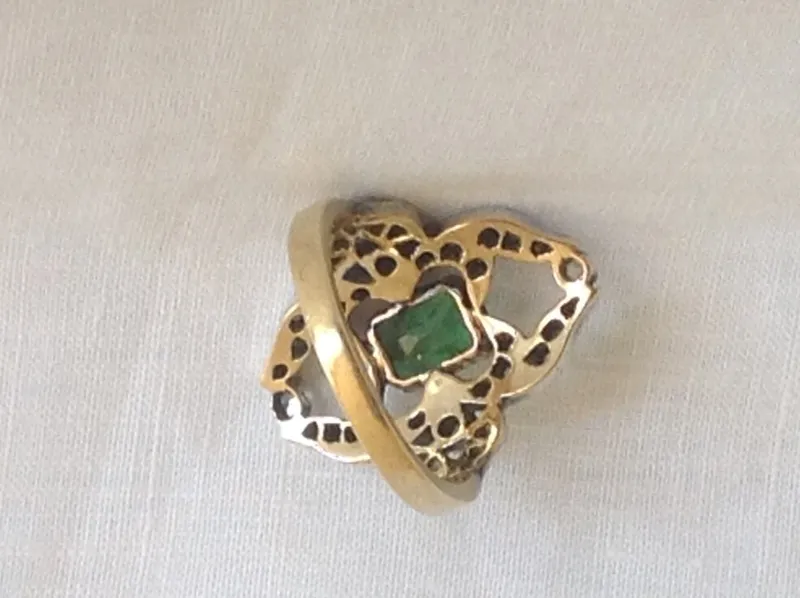 Pamono Gold Ring with Emerald, 1890s> Rings
