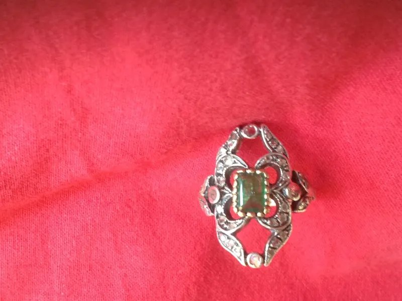 Pamono Gold Ring with Emerald, 1890s> Rings