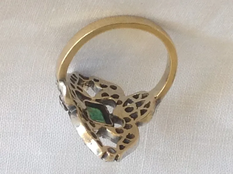 Pamono Gold Ring with Emerald, 1890s> Rings