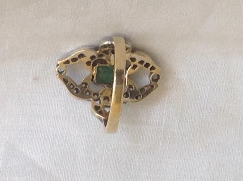 Pamono Gold Ring with Emerald, 1890s> Rings