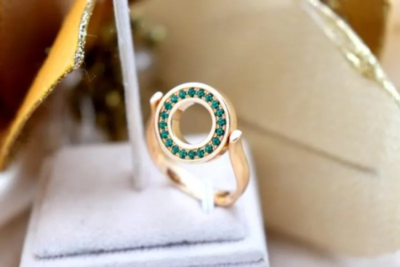 Sale Pamono Gold Ring with Rotating Double Face with Diamonds