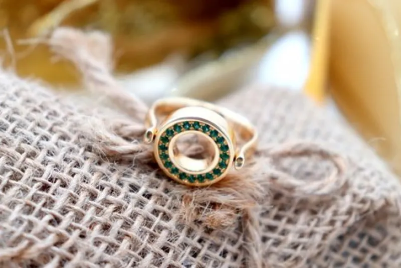 Sale Pamono Gold Ring with Rotating Double Face with Diamonds
