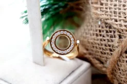 Sale Pamono Gold Ring with Rotating Double Face with Diamonds