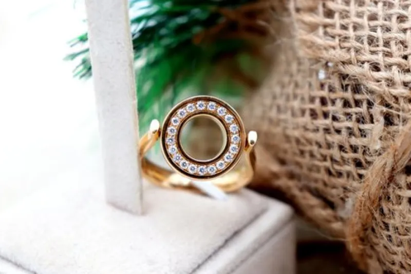 Sale Pamono Gold Ring with Rotating Double Face with Diamonds