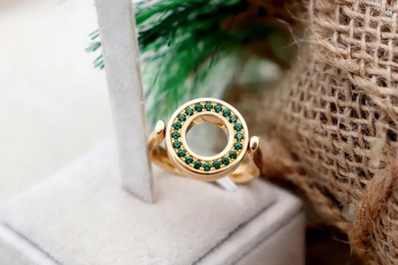 Sale Pamono Gold Ring with Rotating Double Face with Diamonds
