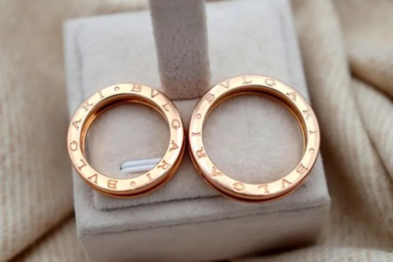 Pamono Gold Wedding Rings with Engravings and Double Strip, Set of 2> Rings