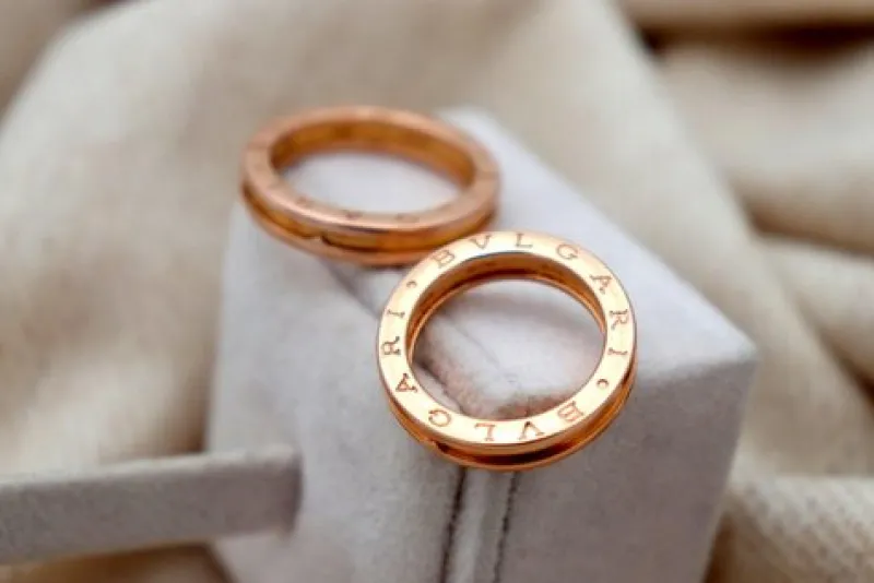 Pamono Gold Wedding Rings with Engravings and Double Strip, Set of 2> Rings