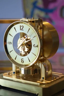 Pamono Golden Brass Türler Clock from Jaeger-LeCoultre><noscript><img width=