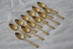 Pamono Gold-Plated Coffee Spoons, France, Set of 12