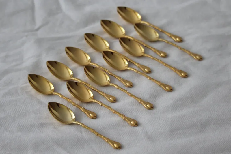 Pamono Gold-Plated Coffee Spoons, France, Set of 12