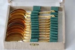 Pamono Gold-Plated Coffee Spoons, France, Set of 12