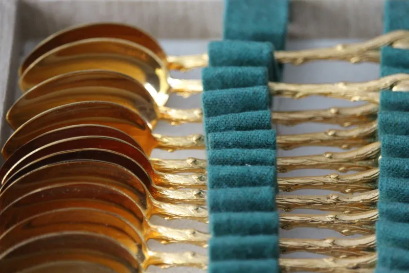 Pamono Gold-Plated Coffee Spoons, France, Set of 12