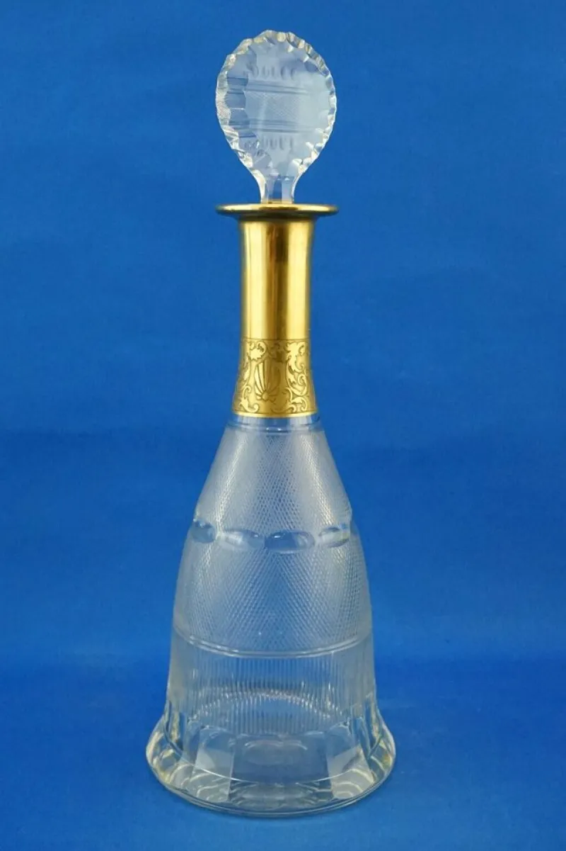 Sale Pamono Gold-Plated Crystal Glass Decanter from Ludwig Moser, Austria, 19th Century